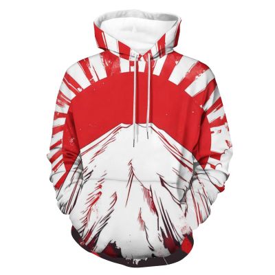 Japan Fuji Mountain Rising Sun Unisex Hoodies 3D Printed Pullover Sweatshirt Casual Hooded Sweater TopsM