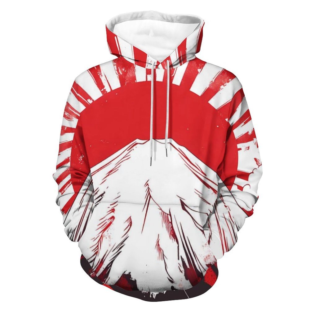 Japan Fuji Mountain Rising Sun Unisex Hoodies 3D Printed Pullover Sweatshirt Casual Hooded Sweater TopsM