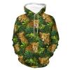Leopard Tropical Leaves Unisex Hoodies 3D Printed Pullover Sweatshirt Casual Hooded Sweater Tops3XL view 1