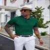 COOFANDY Mens Knit Polo Shirt Textured Polo Shirts Short Sleeve Banded Bottom Polo T Shirts Golf V Neck Polo Shirts Summer Clothing 2025 Dark Green view 3