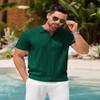 COOFANDY Mens Knit Polo Shirt Textured Polo Shirts Short Sleeve Banded Bottom Polo T Shirts Golf V Neck Polo Shirts Summer Clothing 2025 Dark Green view 4
