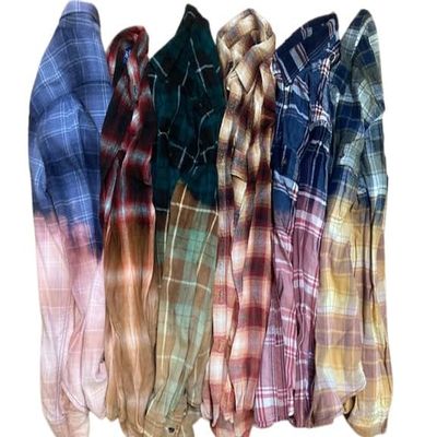 Mystery Color Bleached Distressed Flannel Shirt (XL)