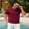 COOFANDY Mens Golf Shirt Ribbed Knitted Polo Shirts Business Casual Polos Shirt Vintage Textured Collared Shirts Trendy Summer Clothes 2025 Wine Red view 4