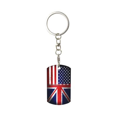 Wxenaiedk England British American Flag Keychain With Keyring Clips Car Key Organizer