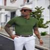COOFANDY Mens Golf Polo Shirts Ribbed Textured Knit Polo Shirt Business Banded Bottom Shirts Casual V Neck Polo Shirts Collared Shirts Short Sleeve Army Green view 3
