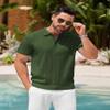 COOFANDY Mens Golf Polo Shirts Ribbed Textured Knit Polo Shirt Business Banded Bottom Shirts Casual V Neck Polo Shirts Collared Shirts Short Sleeve Army Green view 4