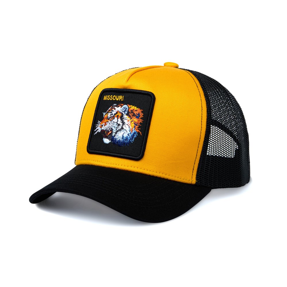 City-Flex Missouri Fan Patch Trucker Hat - Netted Snapback Baseball Cap for Men & Women (Gold/Black - Tiger)