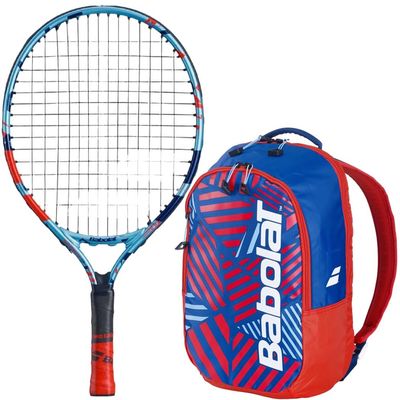 Babolat Ballfighter Jr 17 Inch Tennis Racquet (Blue/Red) Bundled with a Jr Backpack (Add Optional Tennis Balls & Grips)