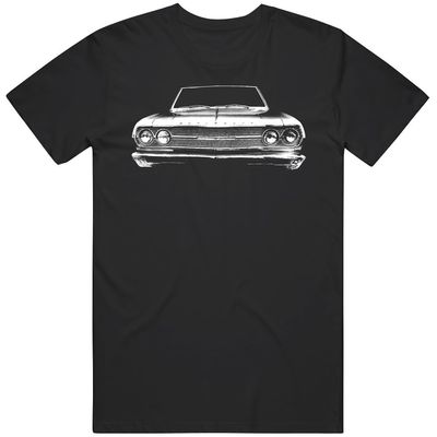 1965 Chevy El Camino Retro American Classic Car Front Grill Profile Graphic T Shirt L Black