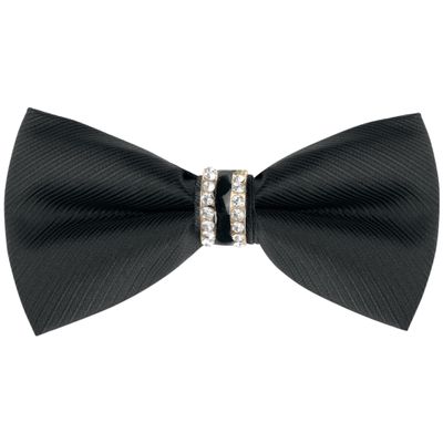 Elerevyo Men's Pre-tied Bowtie Rhinestone Decor Sparkly Bow Ties for Elegant Wedding One Size Black 1