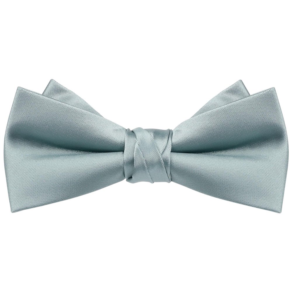 Elerevyo Men's Solid Color Layered Necktie Pre-tied Bow Ties for Party Wedding One Size Gray