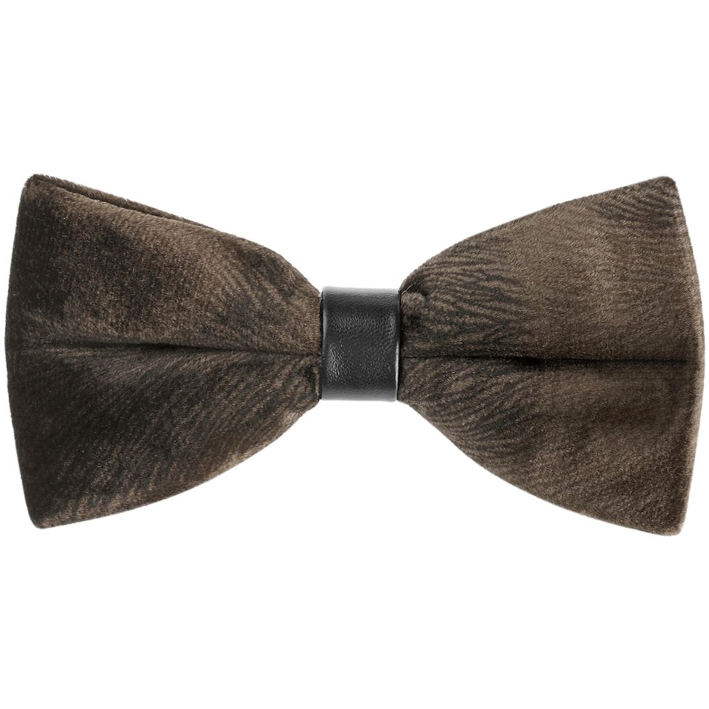 Elerevyo Men's Velvet Velour Adjustable Pre-Tie Bow Ties for Prom Wedding Tuxedo One Size Dark Brown