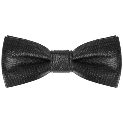 Elerevyo Men's Fashion PU Leather Single Layer Casual Bow Tie One Size Black 2
