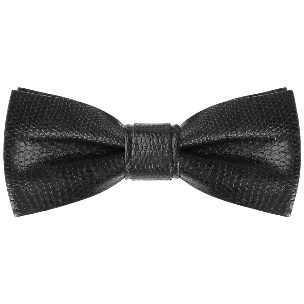 Elerevyo Men's Fashion PU Leather Single Layer Casual Bow Tie One Size Black 2