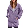 Lolvmvchi Deals Warm Jackets For Women Oversized Winter Coats For Women Hooded Pullover Warm Wool Plush Coat Zipper Top (Purple, M) Light Jackets For Women Fall Winter Coats For Women Plus Size view 1