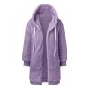 Lolvmvchi Deals Warm Jackets For Women Oversized Winter Coats For Women Hooded Pullover Warm Wool Plush Coat Zipper Top (Purple, M) Light Jackets For Women Fall Winter Coats For Women Plus Size view 3