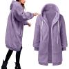 Lolvmvchi Deals Warm Jackets For Women Oversized Winter Coats For Women Hooded Pullover Warm Wool Plush Coat Zipper Top (Purple, M) Light Jackets For Women Fall Winter Coats For Women Plus Size view 4