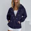 Order Mys Placed Black Fleece Jacket Women Oversized Winter Coats For Women Zip Track Jacket Loose Printed Hoodie Jacket For Women (Dark Blue, M) Light Jackets For Women Fall Winter Coats For Women P view 2