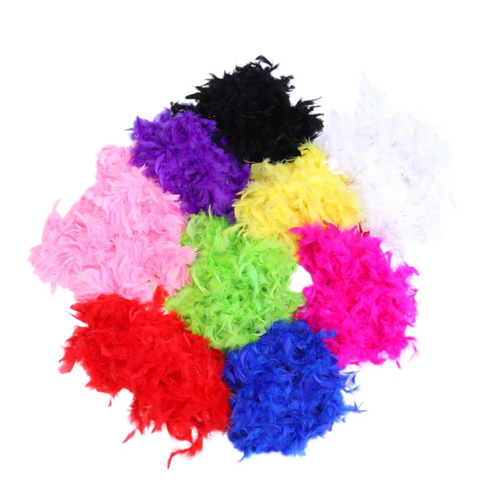 DEARMAMY Handmade Craft Trim Colorful Boas for Party 40g Boa Fringe in Red Black Rose Yellow Green White Dark
