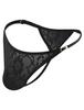 ABAFIP Men's Sissy Panties Crossdressing Low Waist Floral G-string Thongs Sheer Lace Underwear Black Large view 1