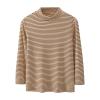 Toddler Youth Stripe T-Shirt Boys Girls Long Sleeve Turtleneck Slim Stretchy Cotton Basic Loose (Beige, 13-14 Years) view 1