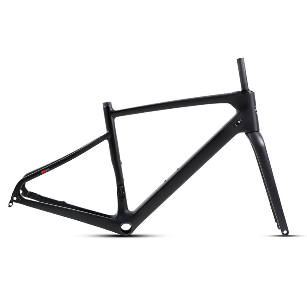 BSFHQS 700C Carbon Fiber Gravel Bike Frameset 45/48/51/54CM Road Off-Road Bike Disc Brake Frames Thru Axle Front12100mm Rear12142mm Internal Routing(Black,54CM)