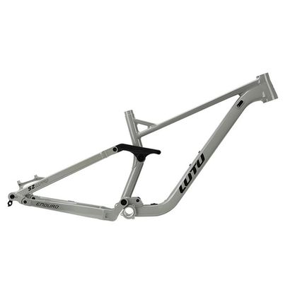 BSFHQS 27.5/29er Full Suspension Boost Mountain Bike Frame Travel 130mm Aluminum Alloy Disc Brake Bikes Frame XC Soft Tail Enduro Frame Thru-Axle 12 * 148mm(Gray,M 27.5")