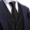 Barry.Wang Black Plaid Men's Suit Vest Tie Bowtie Set Formal Silk Flower Waistcoat Hanky Cufflinks Brooch Wedding Party 7PCS view 2