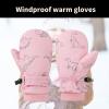 YUGSHNKFC Kids Ski Gloves Printed Dinosaur Pattern Thicken Thermal Mitts Gloves Splashproof Mittens Children Winter Warm Gloves view 4