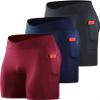 NELEUS Men's 3 Pack Nylon Running Workout Compression Shorts with Pocket,6115 Black/Dark Navy/Red,XL view 1