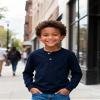 Boys Henley Long Sleeve Shirts Cotton T-Shirts for Boy Spring Fall Winter Kids Casual Basic Tee Tops Navy Blue 11-12 Years view 3