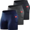 NELEUS Men's 3 Pack Nylon Running Workout Compression Shorts with Pocket,6115 Black/Grey/Dark Navy,S view 1