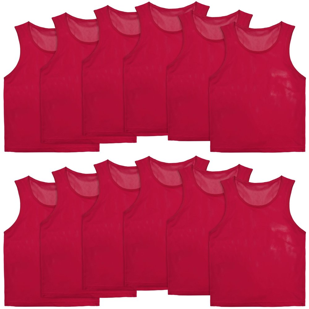 VOGRYE Pinnies Set of 12/24 Scrimmage Vests, Team Practice Sports for Child Youth/Adult, Lightweight Basketball Jersey
