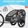 Sepnine Kids Bike Trailer, Suitable for 1 to 2 Kids, 12+ Months, Quick Attach to Bike, Foldable, with 5-Point Harness and Storage Bags Black view 2