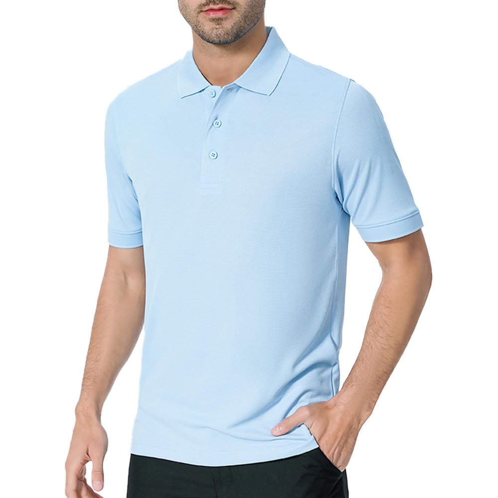 Crown Craze Performance Polos T-Shirt for Adult Men Lightweight 5.1oz Mesh Shirt,100% Polyester Breathable Tee (US, Alpha, 3X-Large, Regular, Regular, Light Blue)