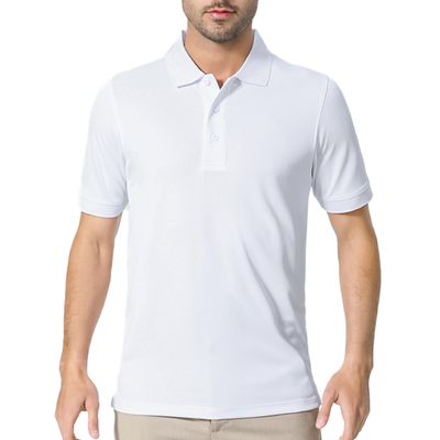 Crown Craze Performance Polos T-Shirt for Adult Men Lightweight 5.1oz Mesh Shirt,100% Polyester Breathable Tee (US, Alpha, X-Large, Regular, Regular, White)