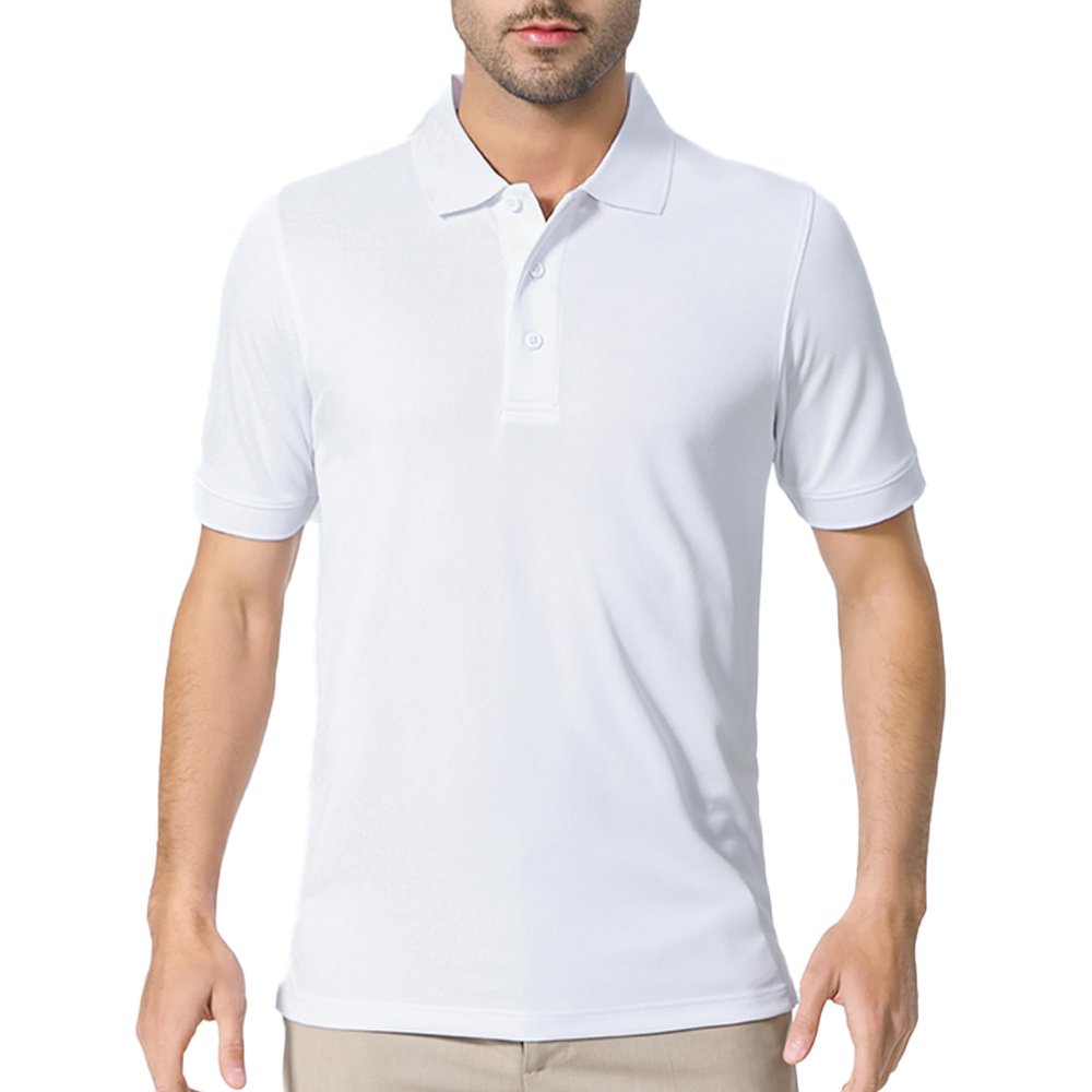 Crown Craze Performance Polos T-Shirt for Adult Men Lightweight 5.1oz Mesh Shirt,100% Polyester Breathable Tee (US, Alpha, X-Large, Regular, Regular, White)