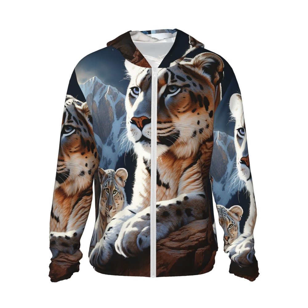 Mountain Lions Sun Protection Hoodie Jacket Full Zip UPF 50+ Long Sleeve Sun Shirt with Pocket Outdoor XX-Large Black