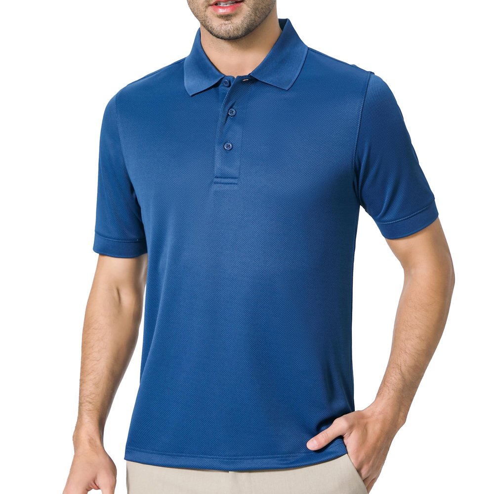 Crown Craze Performance Polos T-Shirt for Adult Men Lightweight 5.1oz Mesh Shirt,100% Polyester Breathable Tee (US, Alpha, 6X-Large, Regular, Regular, True Navy)