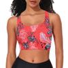 Firpearl Women's Swim Bra Swimsuit Top - Quick Dry UPF 50+ Swim Bra for Under Swim Shirt Underwire Bikini Top Red Floarl US14 view 3