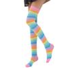 HEYXI Women Girls Fancy Rainbow Colorful Stripes Over Knee Long Socks Halloween Cospla Color 3 view 1