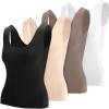 Toulite 4 Pcs Thermal Tank Tops Women Underwear Tops Sleeveless Undershirt for Women Cotton Camisole Warm Base Layer(Black, White, Nude Color, Coffee,XX-Large) view 1
