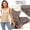 Toulite 4 Pcs Thermal Tank Tops Women Underwear Tops Sleeveless Undershirt for Women Cotton Camisole Warm Base Layer(Black, White, Nude Color, Coffee,XX-Large) view 3