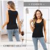 Toulite 4 Pcs Thermal Tank Tops Women Underwear Tops Sleeveless Undershirt for Women Cotton Camisole Warm Base Layer(Black, White, Nude Color, Coffee,XX-Large) view 4