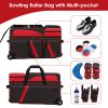 Aleemin 3 Ball Bowling Bag with Wheels, Bowling Bag 3 Ball Roller with Shoe Compartment (Fits Up to Size 16), with Multi-pocket and Retractable Handle Extends to 41.5" (Red) view 3