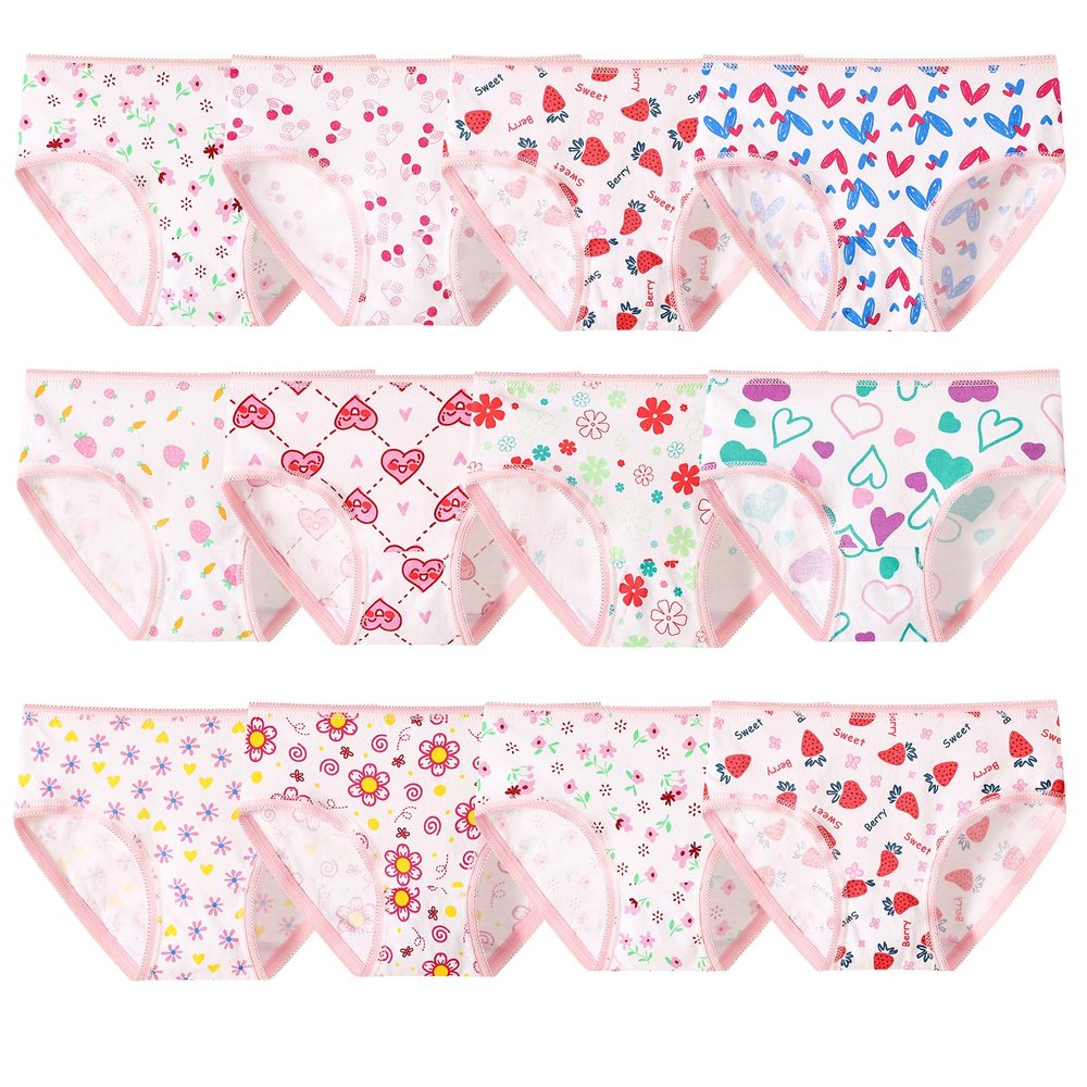 Hbhpov Toddler Girls' Cotton Panties Baby Soft Assorted Briefs Underwear Random 12pcs
