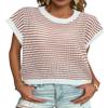 Zeagoo Summer Tops for Women 2025 Short Sleeve Sweaters High Neck Knitted Lightweight Sweater Vest view 1