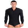 iiniim Men's Long Sleeve Ballroom Latin Salsa Dance Shirt Bodysuit Button Sparkly Rhinestones Leotard Tops Black Large view 1