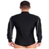iiniim Men's Long Sleeve Ballroom Latin Salsa Dance Shirt Bodysuit Button Sparkly Rhinestones Leotard Tops Black Large view 2