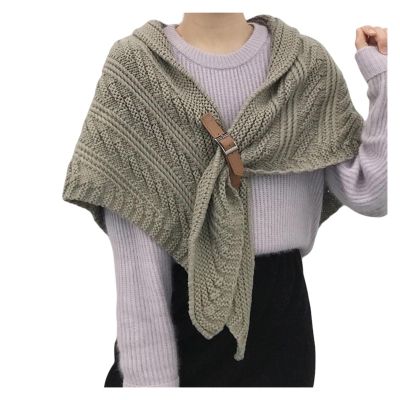 ADZJOY Knit Shawl Wrap for Women, Crochet Shawl Wraps for Women, Adjustable Knitted Wrap, Sweater Scarf, Universal Women Triangle Shawl(Grey Green)
